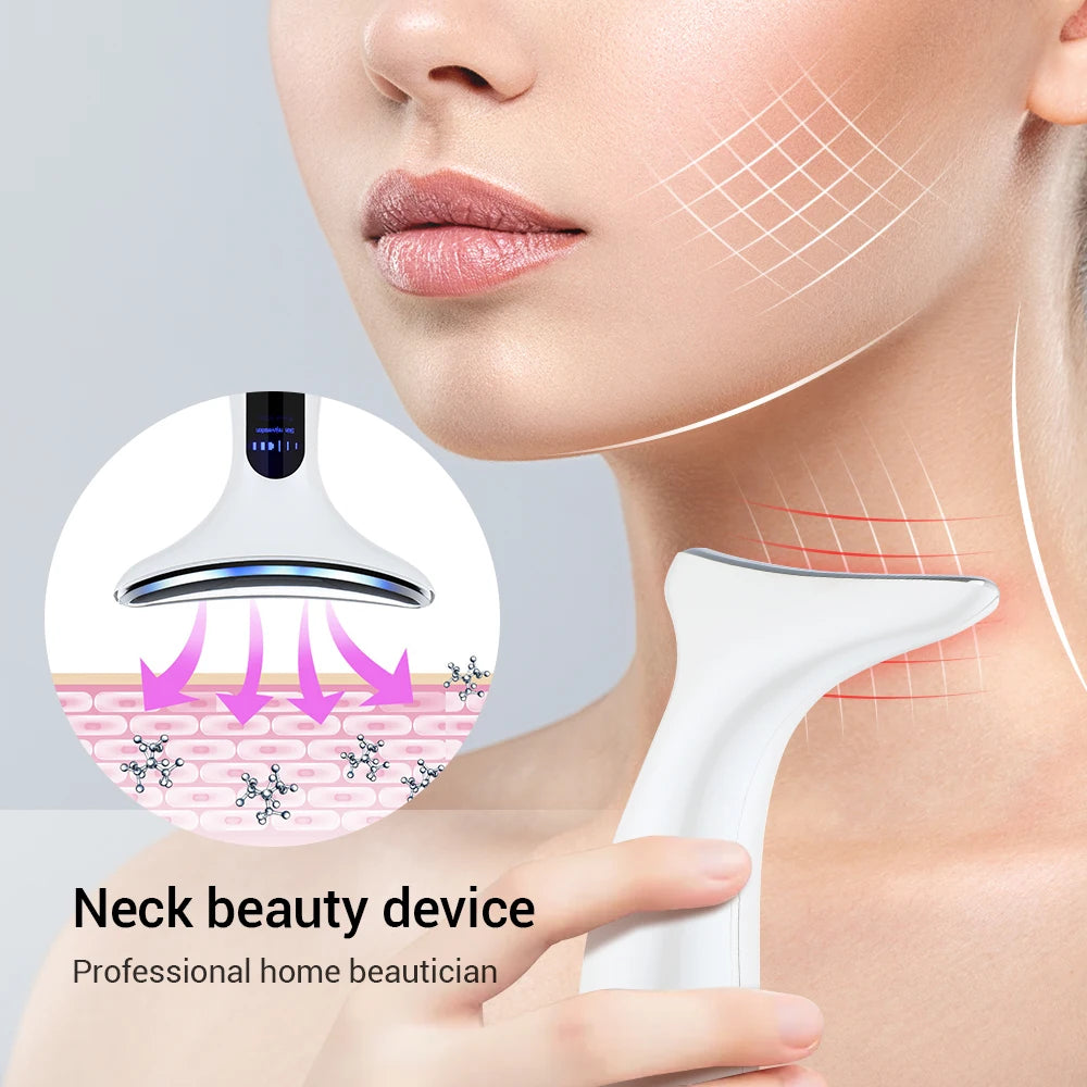 3 Modes Neck Beauty Device EMS Face Lifting Machine Double Chin Remover LED anti Wrinkle Skin Tightening Facial Massager