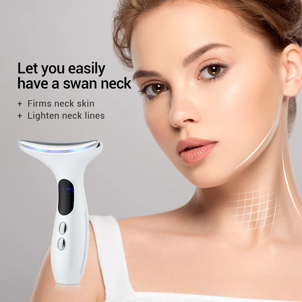 3 Modes Neck Beauty Device EMS Face Lifting Machine Double Chin Remover LED anti Wrinkle Skin Tightening Facial Massager